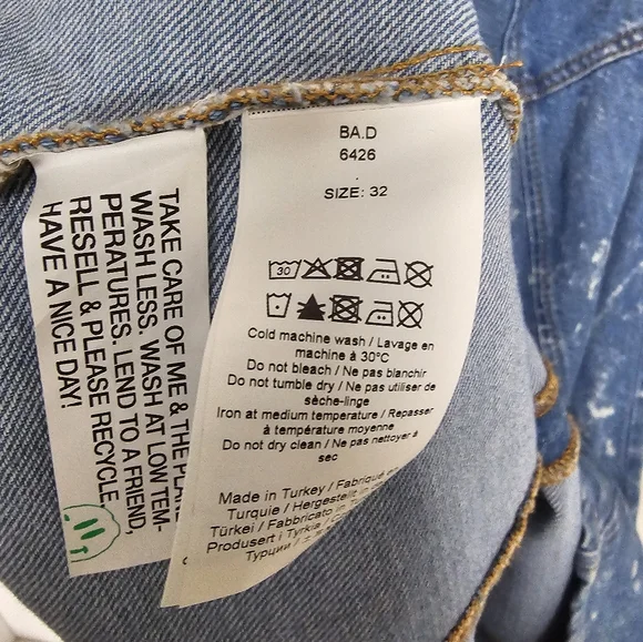 Ganni Net Sustain Ruffled Bleached Organic Denim Mini Dress Size 32 US 0 - Picture 7 of 8